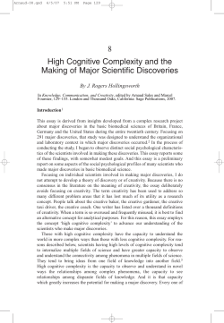 8 High Cognitive Complexity and the Making of Major Scientific