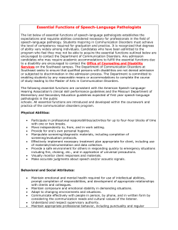 Essential Functions of Speech-Language Pathologists
