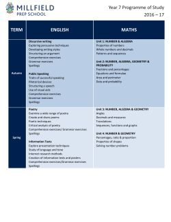 Programme of Study - Year 7