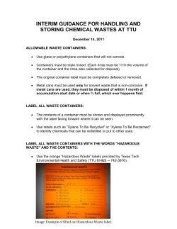 interim guidance for handling and storing chemical wastes at ttu