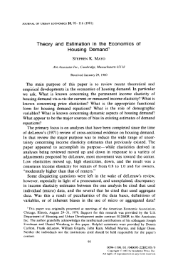 Theory and Estimation in the Economics of Housing Demand`