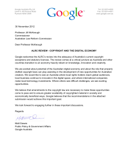 Google submission - Australian Law Reform Commission