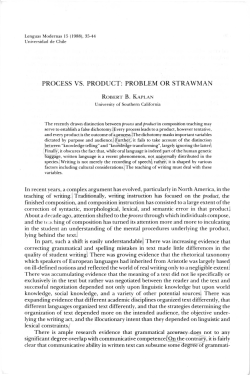 PROCESS VS. PRODUCT: PROBLEM OR STRAWMAN RosEnr`8
