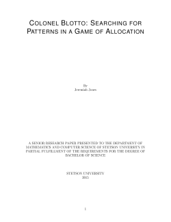 Colonel Blotto: Searching for Patterns in a Game