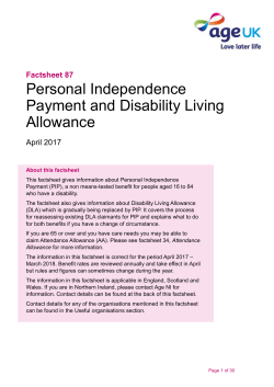 Personal Independence Payment and Disability Living