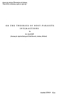 on the theories of hos tp arasite interactions - Wageningen UR E