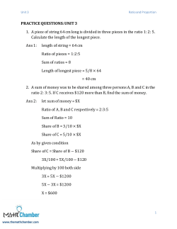 UNIT 3 1. A piece of string 64 cm long is divided