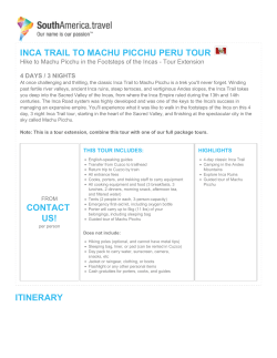 INCA TRAIL TO MACHU PICCHU PERU TOUR