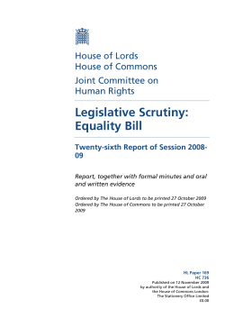Legislative Scrutiny: Equality Bill