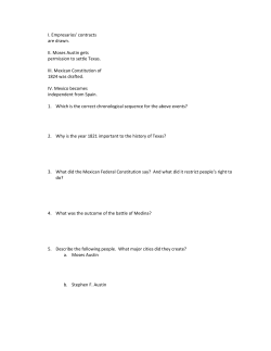 I. Empresarios` contracts are drawn. II. Moses Austin gets permission