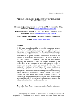 316.344.4.282-027.511 WEBER`S MODELS OF BUREAUCRACY IN