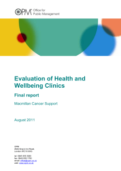 Evaluation of Health and Wellbeing Clinics: final report
