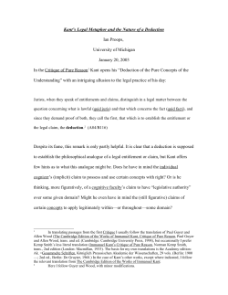 Kant`s Legal Metaphor and the Nature of a Deduction