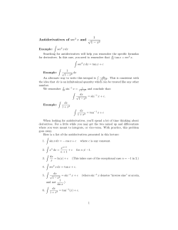 Antiderivatives of sec^2 x and 1/√1 - x^2