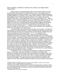 Sight, Storytelling, and Method in Herodotus: Sex, Murder, and a