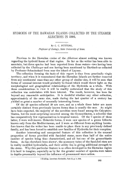 HYDROIDS OF THE HAWAIIAN ISLANDS COLLECTEL) BY THE