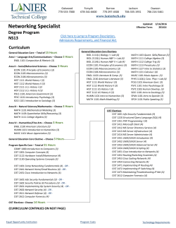 Networking Specialist - Lanier Technical College