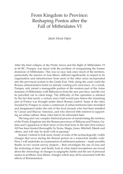 From Kingdom to Province: Reshaping Pontos after the Fall of