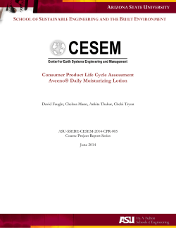 Consumer Product Life Cycle Assessment Aveeno&reg; Daily