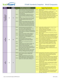 STAAR Standards Snapshot &ndash; World Geography