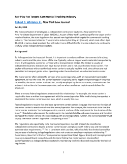 Fair Play Act Targets Commercial Trucking Industry Robert C