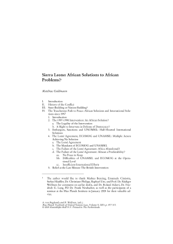 Sierra Leone: African Solutions to African Problems?1 - Max