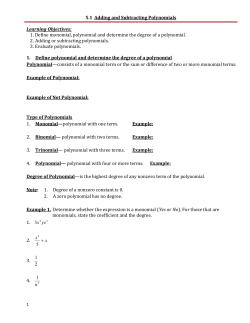 5.1 Adding and Subtracting Polynomials