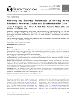 Perceived Choice and Satisfaction With Care