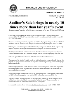Auditor`s Sale brings in nearly 10 times more than last year`s event
