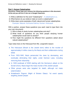 Part 1: Human Catastrophes 1) Write a definition for the word