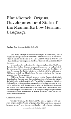 Language - Journal of Mennonite Studies