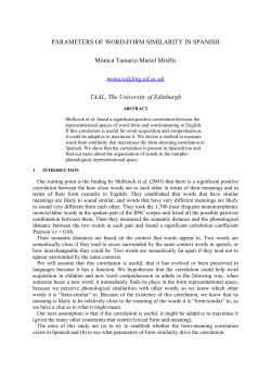 PARAMETERS OF WORD-FORM SIMILARITY IN SPANISH M&oacute;nica