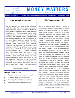 The Pension Issue! Life Insurance 101