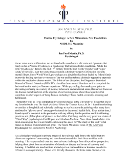 Positive Psychology - Peak Performance Institute