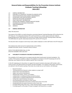 General Duties and Responsibilities for the Prevention Science