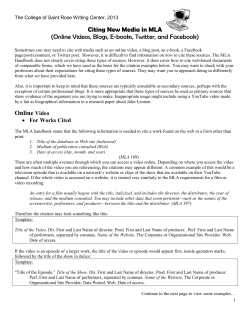 Citing New Media in MLA - The College of Saint Rose