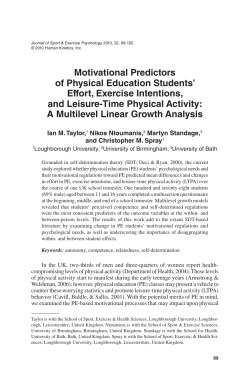 Motivational Predictors of Physical Education Students` Effort