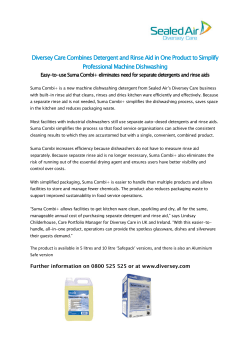 Diversey Care Combines Detergent and Rinse Aid in One Product to