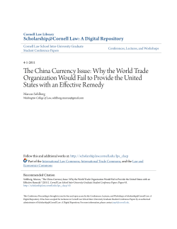 The China Currency Issue: Why the World Trade Organization
