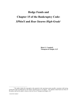 Hedge Funds and Chapter 15 of the Bankruptcy Code