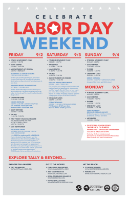 FRIDAY 9/2 SATURDAY 9/3 SUNDAY 9/4