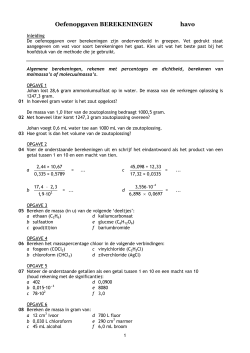 Oefenopgaven BEREKENINGEN havo