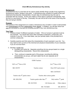 Chem-ME-stry Dichotomous Key Activity Background
