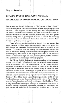 Haig A. Bosmajian HITLER`S TWENTY FIVE POINT PROGRAM: AN