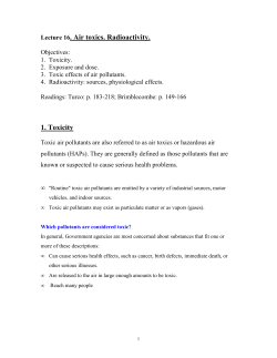 Lecture 16. Air toxics. Radioactivity. 1. Toxicity