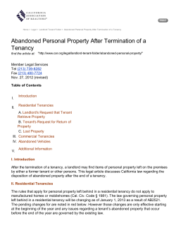 Abandoned Personal Property After Termination of a