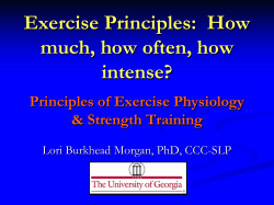 Exercise Principles: How much, How Often, How Intense?