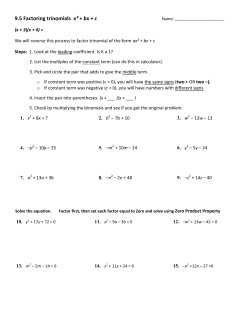 9.5 Factoring trinomials x&sup2; + bx + c