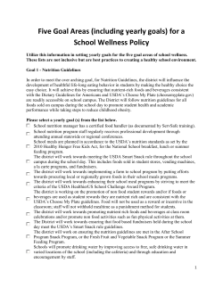 Five Goal Areas for School Wellness Policy
