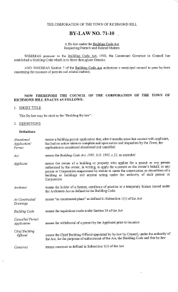 by-law 71-10, Schedule A